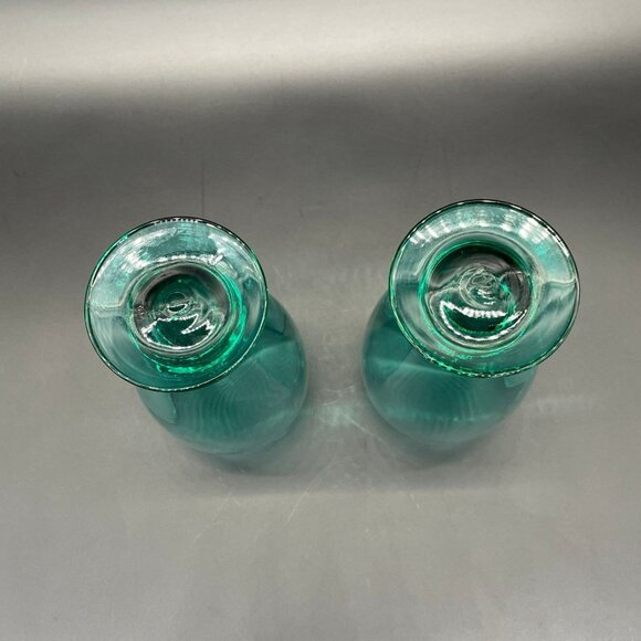 Vintage Turquoise Drinking Glasses Green Glass Water Tumblers Cristar Lexington - Picture 6 of 8